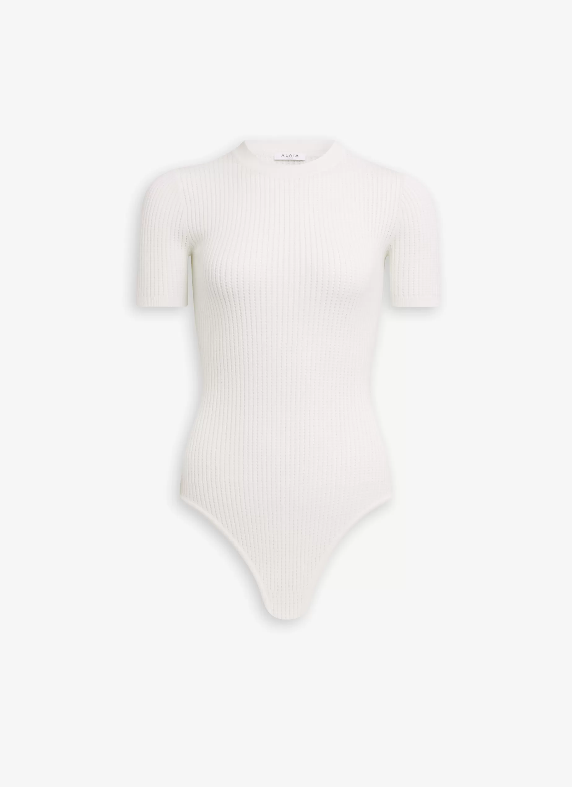 Alaïa KURZARM-BODY AUS TRANSPARENTEM WOLLSTRICK< Bodysuits & Leggings | Strickwaren