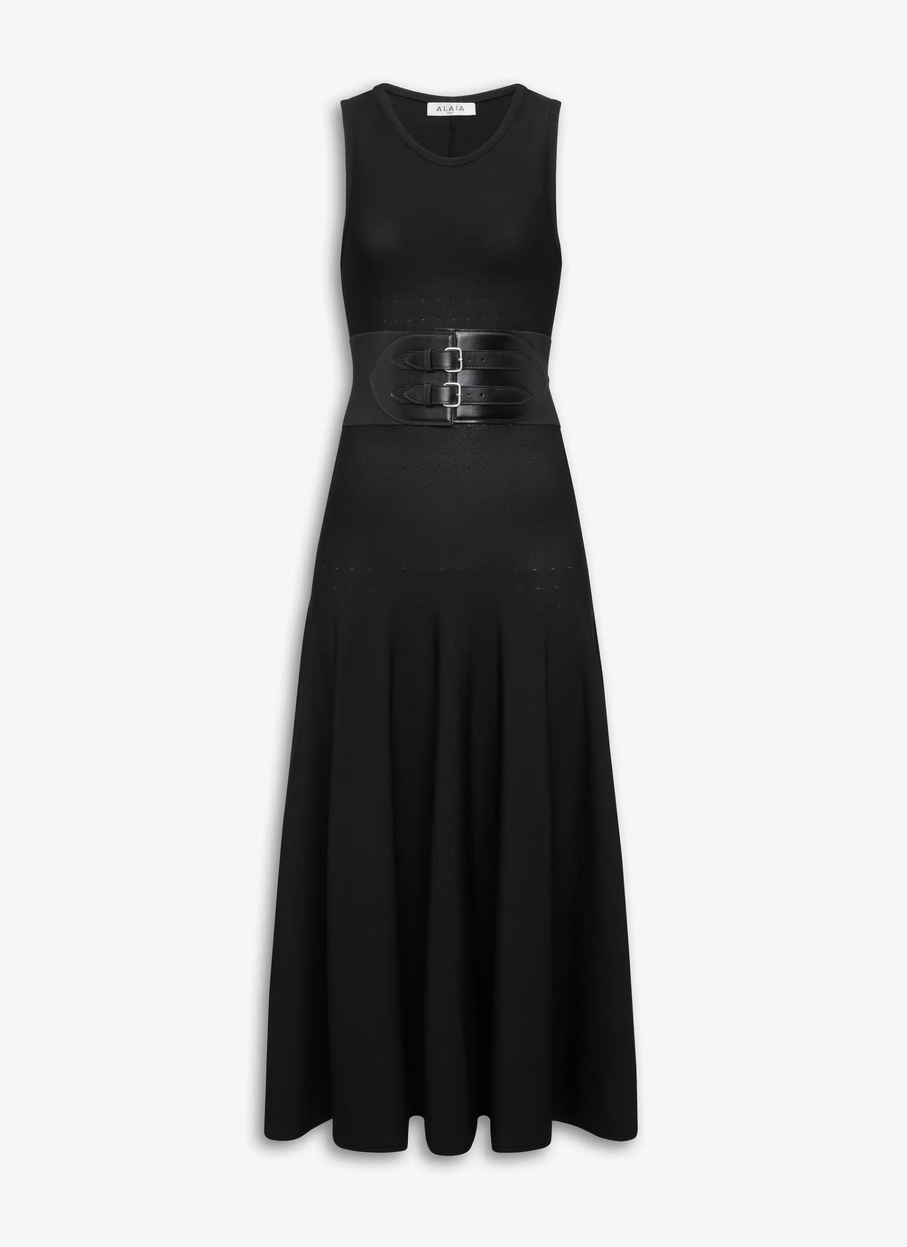 Alaïa MIDI-KLEID MIT GÜRTEL AUS MATTEM VISKOSE-STRICK< Kleider